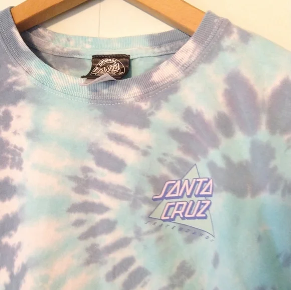 Tie Dyed T-shirt Santa Cruz Skateboards Purple Turquoise - Picture 3 of 5